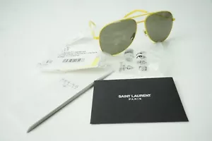 SAINT LAURENT 59mm Aviator Sunglasses Yellow/Brown New With Tags Unisex NEW - Picture 1 of 9