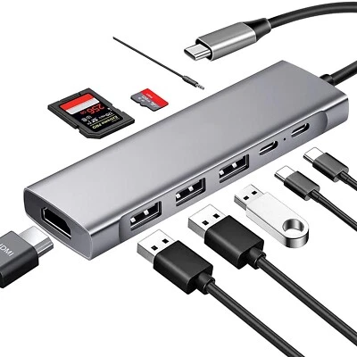 9 in 1 USB 3.0 Type-C Adapter USB-C HUB to 4K@30Hz HDMI UHD for Pro Air MacBook - Image 1 of 4