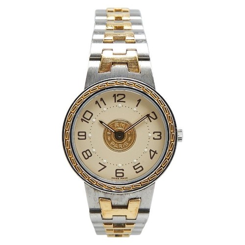 HERMÈS Orologio donna HERMES Sellier quadrante avorio data argento oro quarzo GIAPPONE