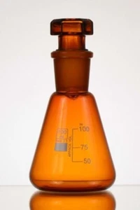 ABGIL Amber Color Erlenmeyer Narrow Mouth Conical Flask Graduated with Stopper - Picture 1 of 3