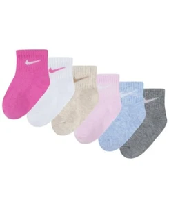 NIKE Dri-Fit Cushioned Ankle Socks 6 PAIR Size 6-12M (Shoe size 1C) - Picture 1 of 6