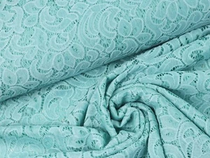 LACE elastic fabric lace fabric flower arch WATER BLUE 10.98/m - Picture 1 of 2