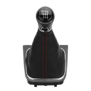 6 Speed Gear Shift Knob W/ Black Leather Boot For Golf MK 5 6 GTI GTD 2004-13 - Picture 1 of 7