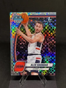 Alex Karaban 2024-25 1st Bowman Chrome University X-Fractor #100 UConn Huskies - Imagen 1 de 2