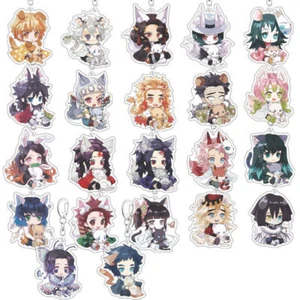 1x Demon Slayer Zenitsu Nezuko Muzan Acrylic Keychain Key Ring Race Strap Cospla - Picture 1 of 46