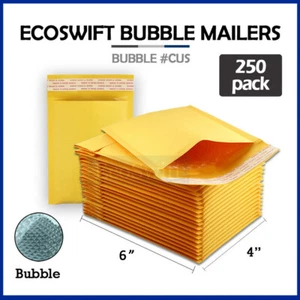 250 #0000 4 x 6 SOBRES ACOLCHADOS ECOSWIFT PEQUEÑOS AUTOSELLADOS KRAFT - Imagen 1 de 6