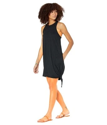 Vestido de encubrimiento Beachdate con dobladillo asimétrico mezcla de algodón negro talla XL-XXL Foto 1 de 4