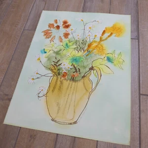 Babette Eddleston Watercolor Floral Flowers in Vase Signed Serigraph - Picture 1 of 13