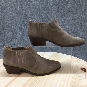 Lucky Brand Boots Womens 10M Folley Ankle Bootie Gray Leather Comfort Almond Toe - Picture 1 of 18