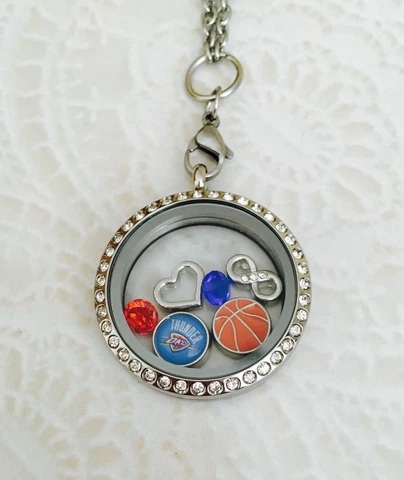 Thunder Inspired Necklace Memory Locket Stainless Steel Oklahoma City Thunder Cover