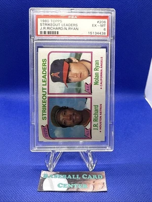 1980 TOPPS J.R.RICHARD/N.RYAN #206 STRIKEOUT LEADERS PSA 6 EX-MT - Image 1 of 2