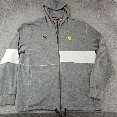 Мужская куртка с капюшоном Puma Scuderia Ferrari XXL серая белая на молнии для автоспорта - Изображение 1 из 4