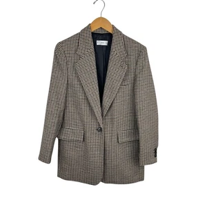 Mango Houndstooth Wool Blend Oversized Blazer XS Classic - Picture 1 of 8
