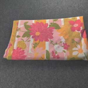 Vintage Canon Twin Flat Sheet Bali Hai 1970 Pink Floral Mod Percal MCM Retro - Bild 1 von 6