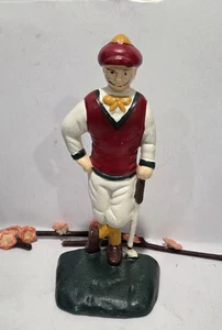 Vintage 9,5" Gusseisen viktorianisch Herren Golfer Türstopper - Buchstütze Figur 2 Pfund 5,1 Unzen - Bild 1 von 9