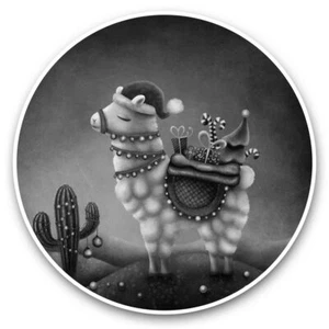 2 x Vinyl Stickers 7.5cm (bw) - Christmas Llama Alpaca Festive Cactus #37738 - Bild 1 von 9