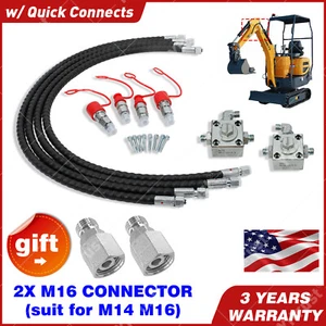 2 Three Way Diverter Valves for 1-2 ton Chinese Mini Excavator w/ Quick Connects - Picture 1 of 13