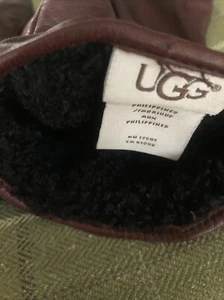 Genuine UGG Vintage Style Brown Leather Gloves WOMENS MEDIUM TOUCH SCREEN - Picture 1 of 8