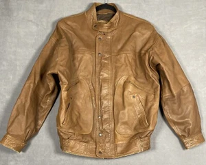 Vintage Kalby Cueros Peruvian Leather Jacket Brown Bomber Flight Medium Peru - Bild 1 von 13