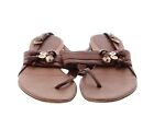 GUCCI Brown Leather GG Horsebit T-Bar Thong Sandals Size 37