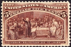 US - 1893 - 5 Cents Chocolate Columbus Soliciting Aid #234 Mint NH & Very Fine - Picture 1 of 1