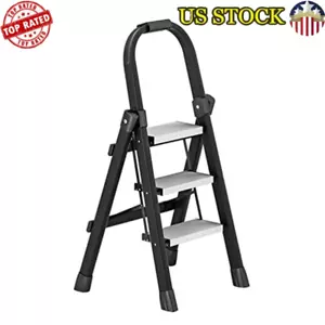 3 Step Stool Folding Step Ladder W/ Wide Anti-Slip Pedal Handle Portable Ladders - Picture 1 of 6