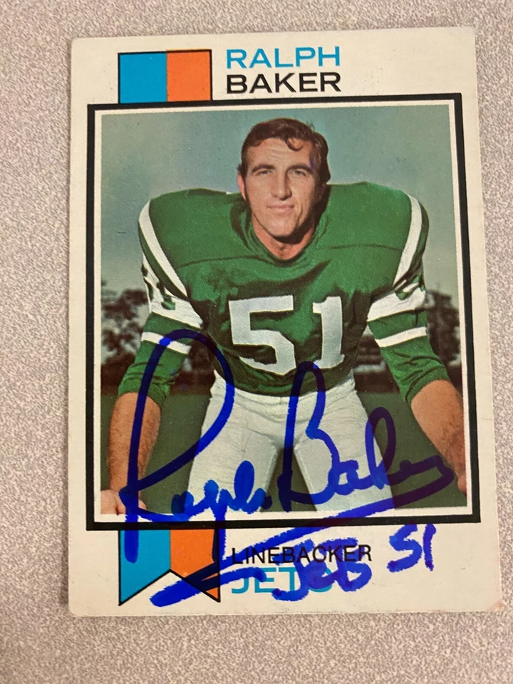 Ralph Baker signed NEW YORK JETS card   1973 Topps - Image 1 of 1