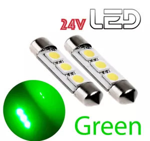 Bulbs Festoon C10W 41mm LED 24V Green Truck For Scania Iveco Volvo Man Mercedes - Picture 1 of 1