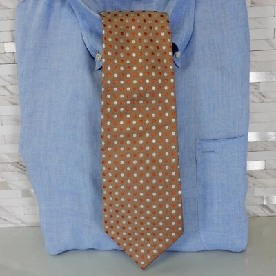 GEOFFREY BEENE Corbata Cuello Para Hombre Bronceado Claro Desnudo Simple Lunares Seda Micro Traje Divertido Foto 1 de 4