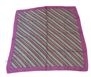 Morsly New York Vintage Pink Blue white brown Striped Square Italian Scarf 26" - Picture 1 of 5