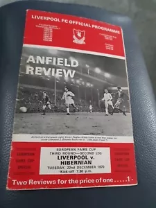 Liverpool v Hibernian programme 22/12/1970 - Picture 1 of 2