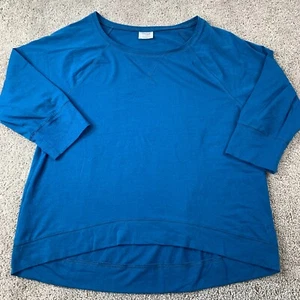 Danskin Now Knit Top Women's 2XL XXL Long Sleeve Blue Crew Neck Cotton Blend - Picture 1 of 8