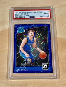 2018-19 Donruss Optic Luka Doncic Rated Rookie Blue Velocity Prizm PSA 9 #177