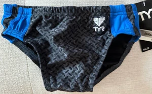 TYR Youth Boy's Kids 22 Black Grey Blue Swim Suit Speedo Type New in Box - Picture 1 of 10