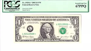 1999 $1 FRN San Francisco **STAR** PCGS Superb Gem New 67PPQ #L02119509* - Picture 1 of 2