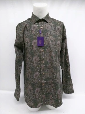 Новый с Ярлыками TALLIA зеленый цвет цветы длинным рукавом платье рубашка мужской размер большой - Изображение 1 из 3