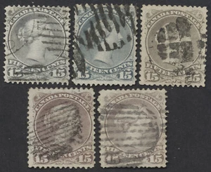 Canada Lot of 5 15c Large Queens Shades Papers #29/30 F-VF Centered A Few Faults - Picture 1 of 11