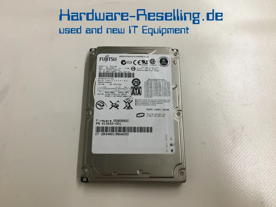 Fujitsu SATA 100GB 2,5" 150MB/s 8MB 5400RPM MHV2100BH 413433-001 - Bild 1 von 1