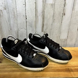 Nike Cortez Men's Size 9 Basic Leather Black & White Low Top Sneakers - Picture 1 of 7