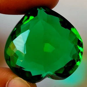 AAA+ Large Green Emerald 73.60 Ct. Heart Cut Loose Gemstone Gift for Women/Her - Picture 1 of 7