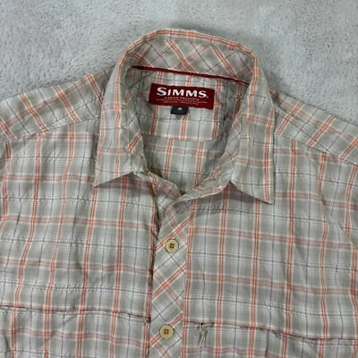 Simms Shirt Men's Small Gray Plaid Stone-Cold Fly-Fishing Zipper Guide Pockets - Image 1 of 4