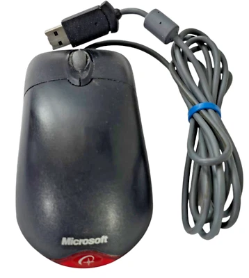 Microsoft Wheel Mouse Optical Scroll USB PS/2 3-Button PC Wired Black X802382 - Image 1 of 4