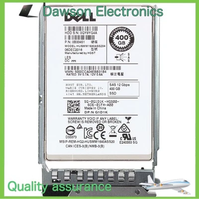 G1D1K 0G1D1K Dell 400GB 12Gbps SAS WI MLC 2.5'' SSD 14/15/16G KIT - Image 1 of 4