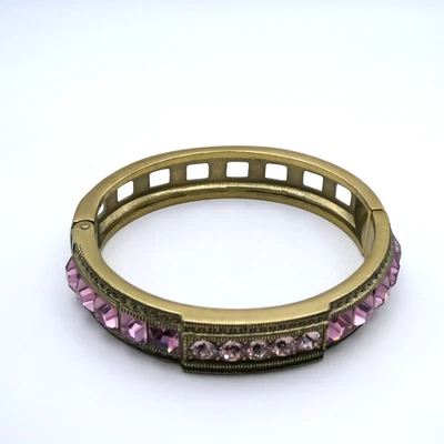 Brazalete Brazalete Heidi Daus Rosa Swarovski Estrás Bronce Bisagra 7" Mujer  Foto 1 de 4