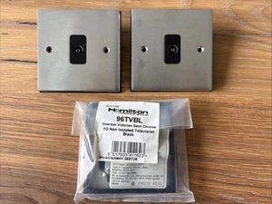 3 X Hamilton 1-gang Non-Isolated TV Point - Satin Chrome / Black 96TVBL - Picture 1 of 3