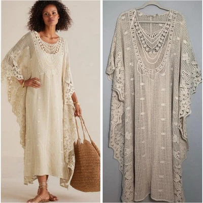Soft Surroundings Crochet Caftán Martinica Breeze Mujer L/XL Marfil Boho Playa Foto 1 de 4