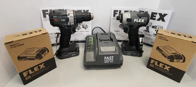 Kit de taladro y atornillador de impacto compacto FLEX 24V y baterías 2: 2,5ah + cargador Foto 1 de 4