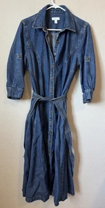 Women’s Shirt Dress Belted Denim Charter Club Cotton 14W Button up Mid Sleeve - Picture 1 of 11