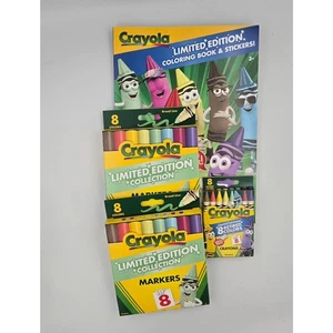 Crayola Limited Edition Book & Stickers, 8 pk Crayons, Two 8 Pk Markers Retired - Picture 1 of 14