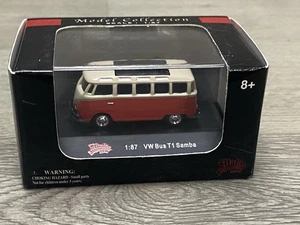 Malibu International VW Bus T1 Samba 1/87 Red / WHITE - NIP - Picture 1 of 7